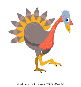 Comic turkey. A template for Thanksgiving. Holiday card. 