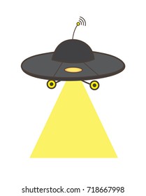 Comic UFO Aircraft Vector Illustration
