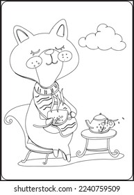 comic, unicorn, bird, design, drawing, graphic, art, contour, coloring page, coloring book, baby, sketch, penguin, child, happy, december, season, decoration, element, snowflake, illustration, animal,
