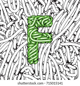 Comic Vector Alphabet. Cartoon Style Font for Halloween Party. Letter F