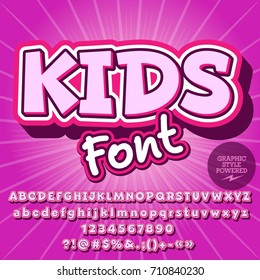 Comic vector alphabet set. Font with text Kids font. Contains graphic style.