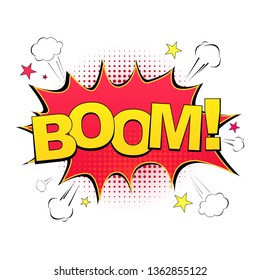 Comic Vector cartoon illustration explosions. Comics Boom. Comic speech bubble with expression text Wow! Vector bright dynamic cartoon illustration in retro pop art style Vector illustration