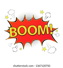 Comic Vector cartoon illustration explosions. Comics Boom. Comic speech bubble with expression text Wow! Vector bright dynamic cartoon illustration in retro pop art style Vector illustration