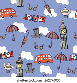  comic vector English background with red bus 