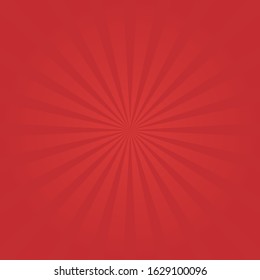 Comic vector graphic with radial stripe pattern. Red abstract starbursts background