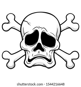 Comic vector image of a sad Jolly Roger