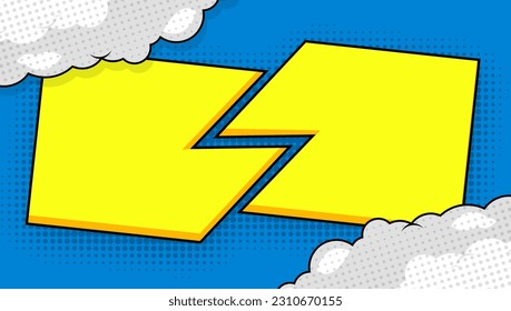 comic versus background with cloud and yellow frame