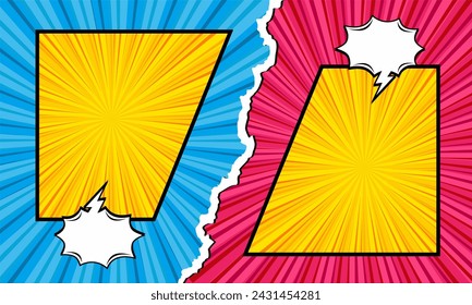 Comic versus background template in blue and red