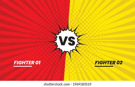 Comic Versus Background with two side color red and yellow