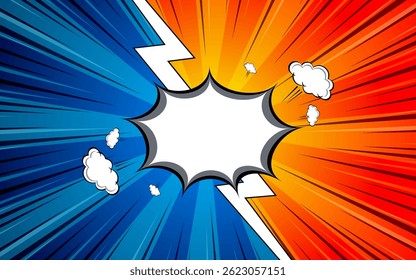 Comic Versus book blank speech bubble background. vector illustration