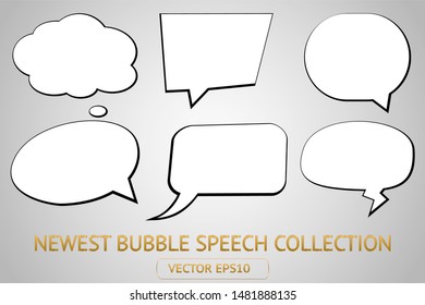Comic white speech bubble isolated sticker paper vector icon set. Cartoon bubble speech tag icons collection. Cloud bubble speech design for talk, message, dialogue. Balloon bubble speech textbox