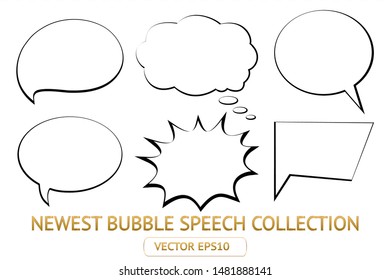 Comic white speech bubble isolated sticker paper vector icon set. Cartoon bubble speech tag icons collection. Cloud bubble speech design for talk, message, dialogue. Balloon bubble speech textbox