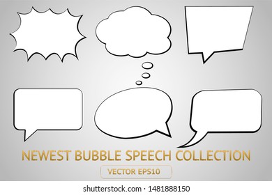 Comic white speech bubble isolated sticker paper vector icon set. Cartoon bubble speech tag icons collection. Cloud bubble speech design for talk, message, dialogue. Balloon bubble speech textbox