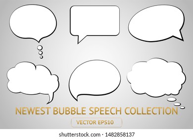 Comic White Speech Bubble Isolated Sticker Vector Icon Set. Cartoon Bubble Speech Tag Icons Collection. Cloud Bubble Speech Design For Text, Talk, Message, Dialogue. Balloon Bubble Speech Textbox