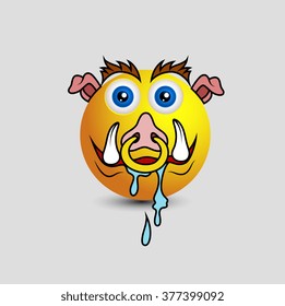 Comic Wild Boar Smiley