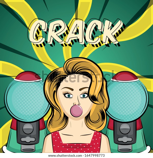 Comic Woman Gumball Machines Comic Expression Stock Vector Royalty Free 1647998773
