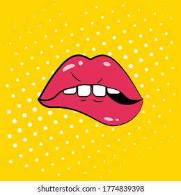 Comic Woman Lips Pop Art Retro: เวกเตอร์สต็อก (ปลอดค่าลิขสิทธิ์ ...