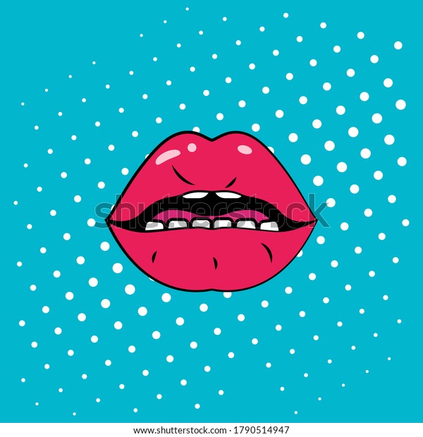 Comic Woman Lips Pop Art Retro Stock Vector (Royalty Free) 1790514947 ...