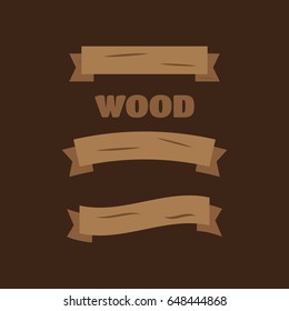 Comic wooden banners and signs. Wood plank board