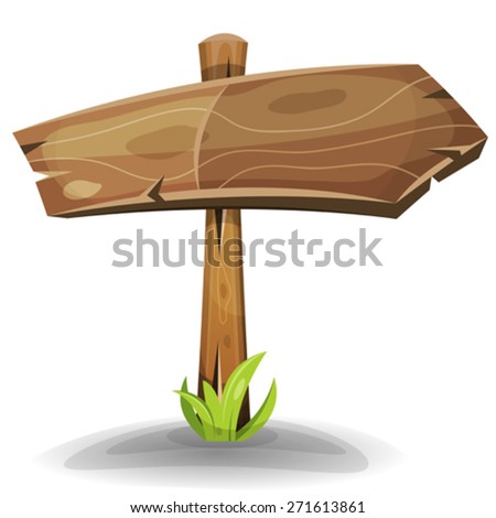 Comic Wooden Sign Arrow/
Illustration of a cartoon comic wood rural directional road sign arrow