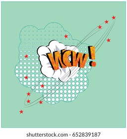 comic, Wow, the art on a light green background , vector