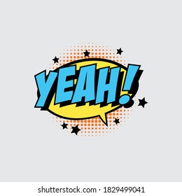 Comic yeah text balloon flat icon,symbol and vector,Can be used for web, print and mobile