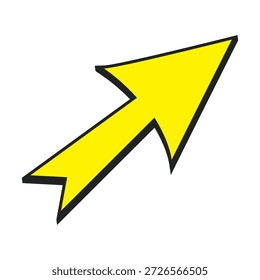 Gelber Comic-Pfeil. Pfeilsymbol.