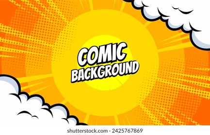 Comic yellow background with cloud illustration