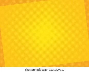 Comic Yellow Background. Halftone Dot Pop Art Retro Style