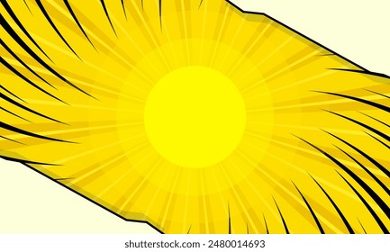 Comic gelber Hintergrund mit radialen Strahlen