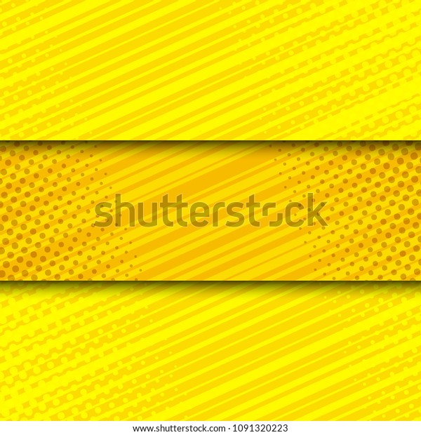 Comic yellow bright\
horizontal banners with halftone and striped humor effects. Vector\
illustration