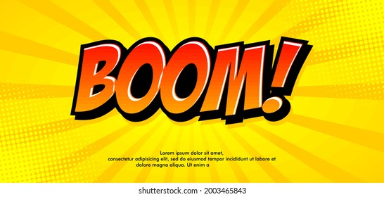 Comic Yellow Burst Background With Boom Text Effect 