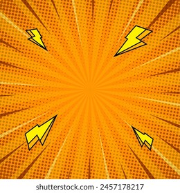 Comic gelber Burst Hintergrund mit Donner