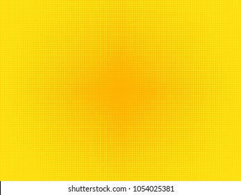 Comic yellow halftone dots background. Pop art retro style.  Vector Illustration.