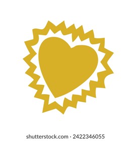 Comic Yellow Heart Icon Vector Illustration