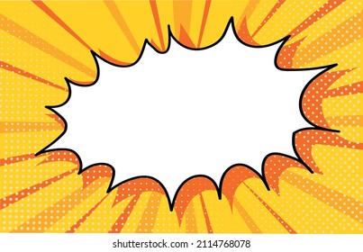 Fondo del rayo solar amarillo cómico. Fondo de caricatura de estilo retro pop. Ilustración vectorial de semitono vintage. Plantilla de dibujos animados retro de diseño. Efecto de explosión de superhéroe amarillo de libro de historietas