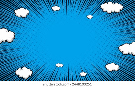 Comic Zoom Abstrakter blauer Hintergrund mit Wolke 