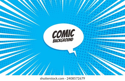 Comic zoom blue background with blank speech bubble