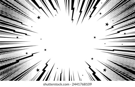 Comic zoom burst background in black and white colour