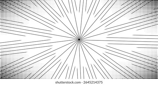 Fondo de ráfaga de zoom cómico en color blanco y negro