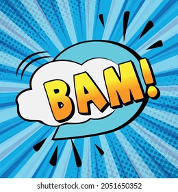 Comic zoom inscription BAM on a colored background - Vector illustration