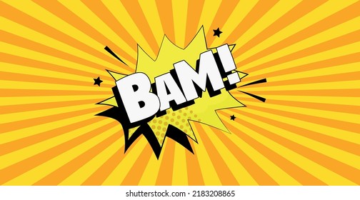 Comic zoom inscription BAM on a colored background - Vector illustration