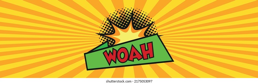 Comic zoom inscription WOAH on a colored background - Vector illustration