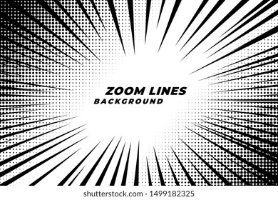 comic zoom lines motion background with halftone effect