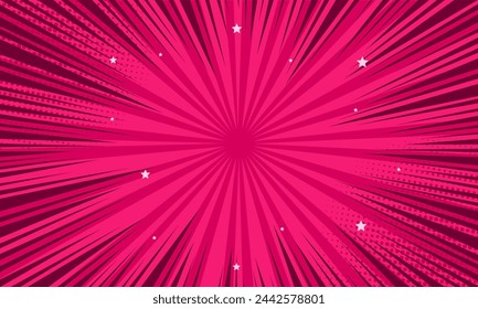 Comic zoom pink background in pop art style