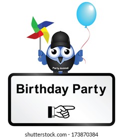 Comical Birthday Part sign isolated on white background 