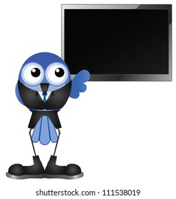 Comical businessman giving presentation copy space for own text or graphics