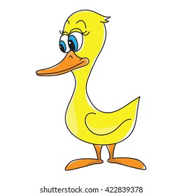 comical cartoon duck on a white background