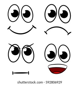 comical cartoon faces set against a white background vector illustration