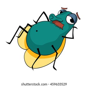 Comical cartoon fly with mustache